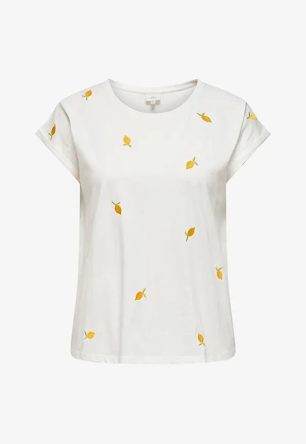 Only Carmakoma - Topp varMilda S/s O-neck AO Emb Top Jrs - Vit