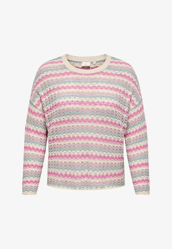 Only Carmakoma - Tröja carsa LS O-neck Knt - Beige