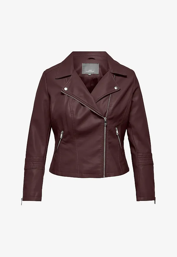 Only Carmakoma - Bikerjacka carEmmy Faux Leather Biker - Röd