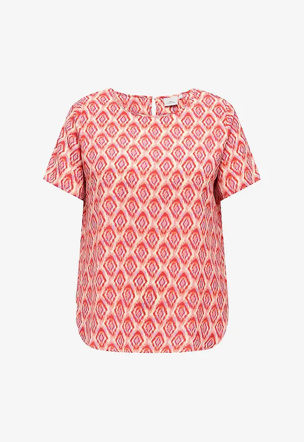 Only Carmakoma - Blus carVica SS Aop - Röd