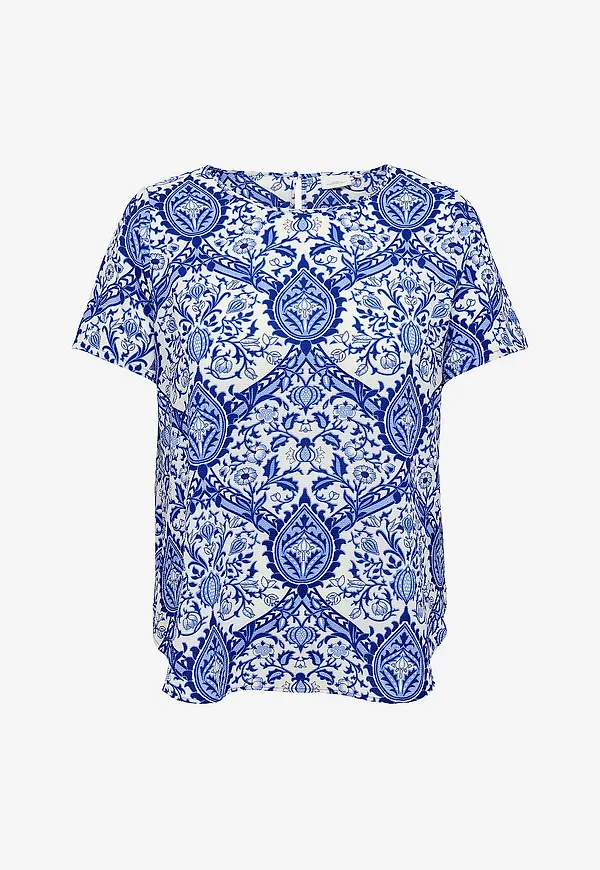 Only Carmakoma - Blus carVica SS Aop - Blå