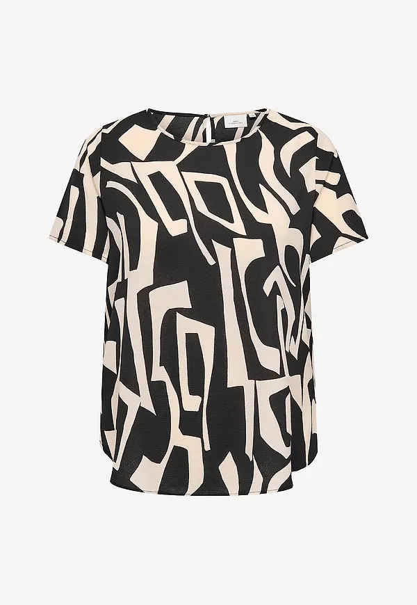Only Carmakoma - Blus carVica SS Aop - Svart