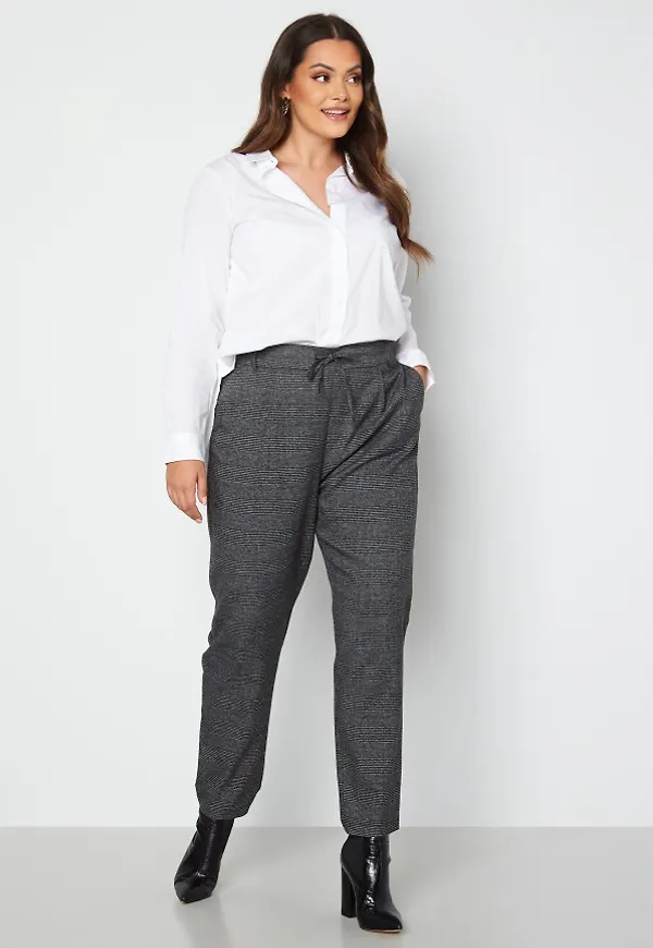 Only Carmakoma Goldtrash Soft Check Long Pant Black Checks 48