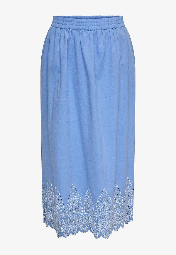 Only Carmakoma - Kjol carTulum Emb Maxi Skirt Wvn - Blå