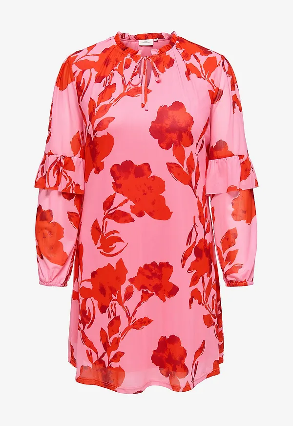 Only Carmakoma - Klänning carCarti O-neck Abk Dress Jrs - Rosa