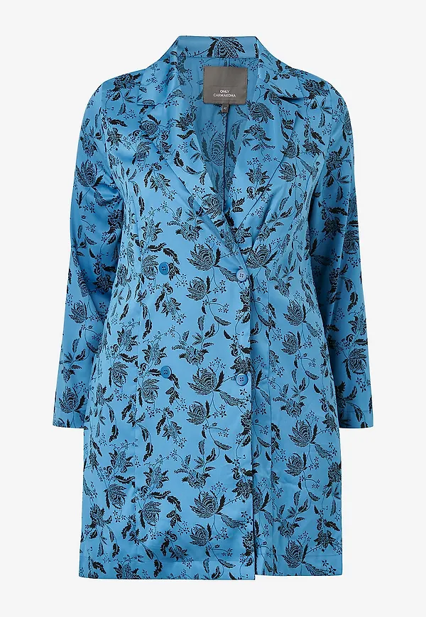 Only Carmakoma - Klänning carIngvild Life LS Blazer Dress Aop - Blå