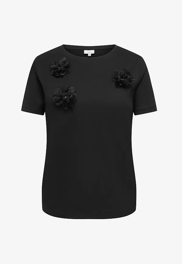 Only Carmakoma - Kortärmad topp Carjolly S/S Bling Reg Tee Jrs - Svart