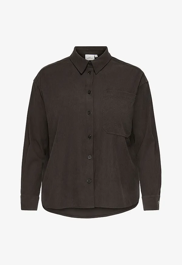 Only Carmakoma - Manchesterskjorta Carlayla L/S Button Corduroy Shirt - Brun