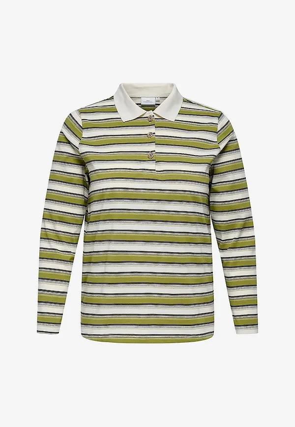 Only Carmakoma - Pikétröja carGlobe L/S Polo O-neck Blouse Jrs - Vit