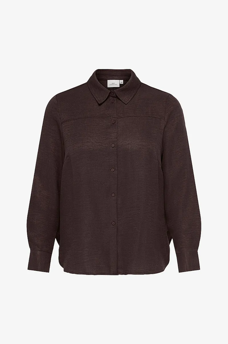 Only Carmakoma - Skjorta Carbay L/S Topstitch Cuff Shirt Wvn - Brun