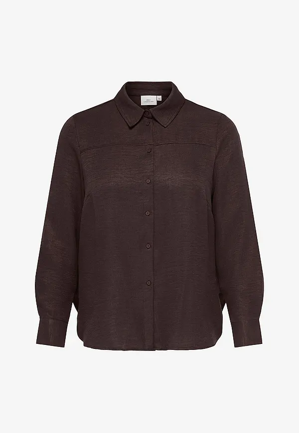 Only Carmakoma - Skjorta Carbay L/S Topstitch Cuff Shirt Wvn - Brun