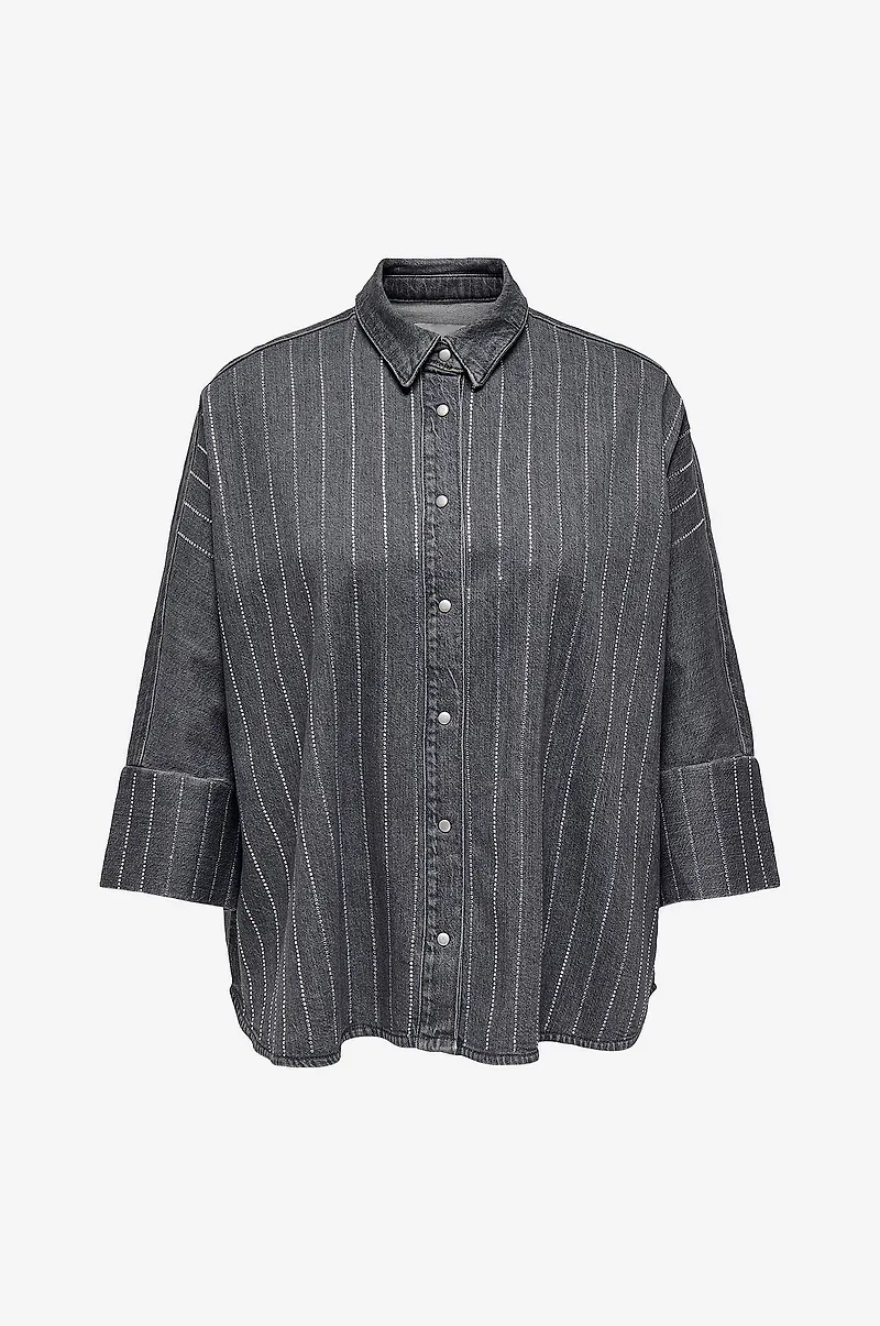 Only Carmakoma - Skjorta carGrace Rhinestone Dnm Shirt Azg - Grå
