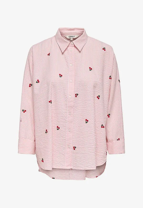 Only Carmakoma - Skjorta carNew Lina Grace L/S Cherry - Rosa