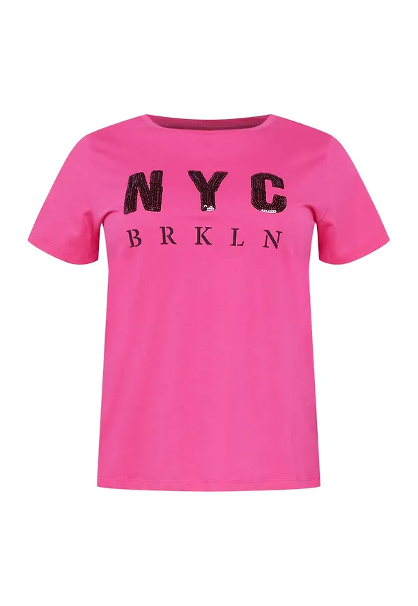 ONLY Carmakoma T-shirt 'GLAMMY' rosa / svart