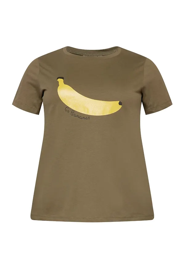 ONLY Carmakoma T-shirt 'SOLA' gul / khaki / svart