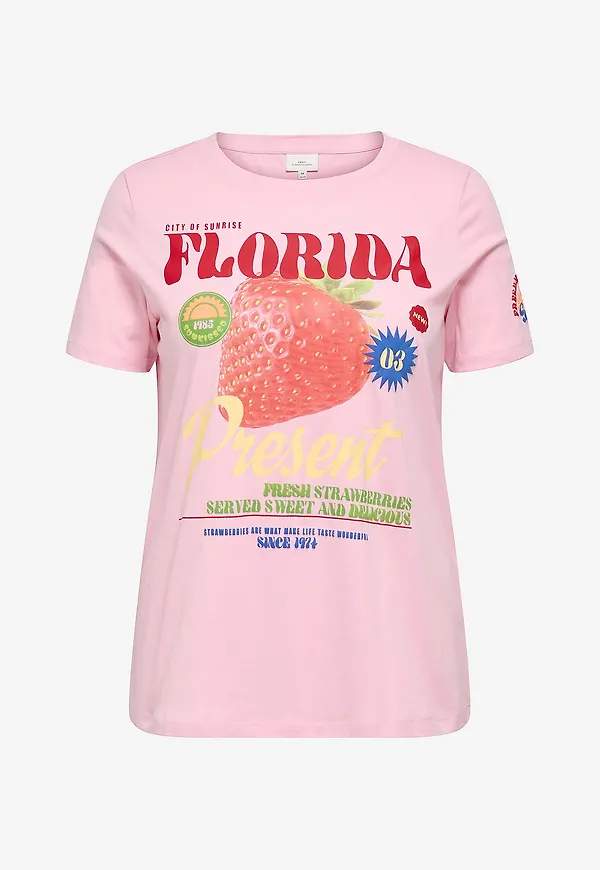 Only Carmakoma - T-shirt carBolette Life Reg S/S Top Box Jrs - Rosa