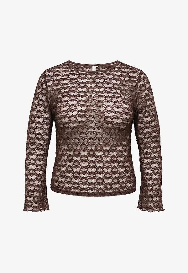 Only Carmakoma - Topp Caraya L/S O-Neck A-Sleeve Lace Top - Brun