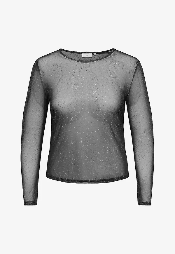 Only Carmakoma - Topp Caropus L/S Mesh Glitter Top Jrs - Svart