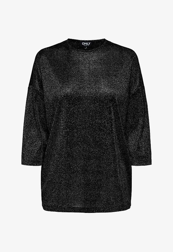 Only Carmakoma - Topp carSilvery Glamour Lurex 3/4 - Svart