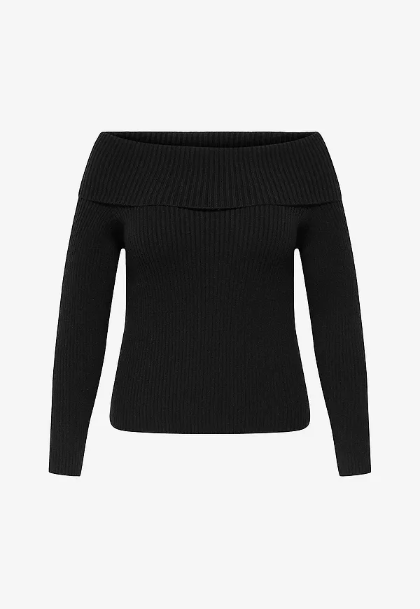 Only Carmakoma - Tröja Carkatia Ls Off Shoulder Knt - Svart