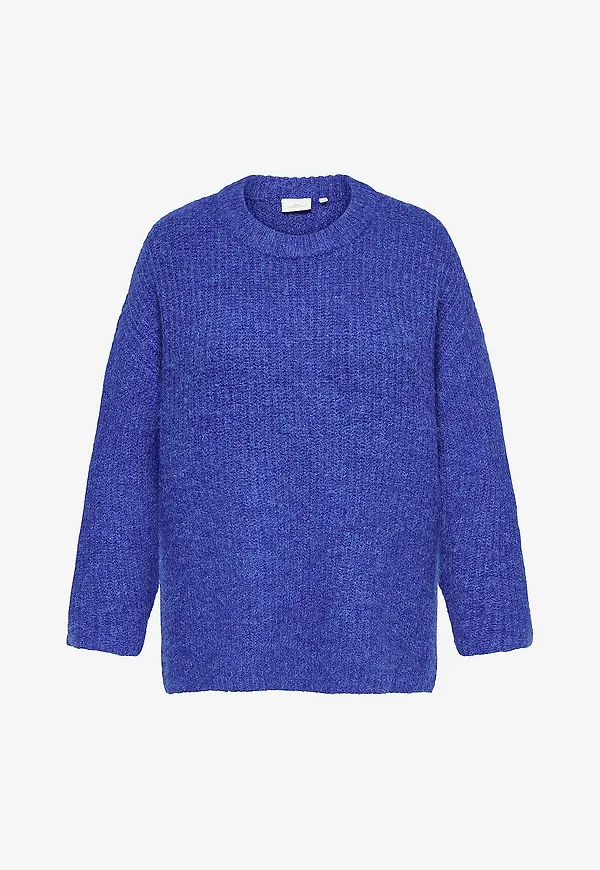Only Carmakoma - Tröja Carmaggie Ls Long O-Neck Knt - Blå