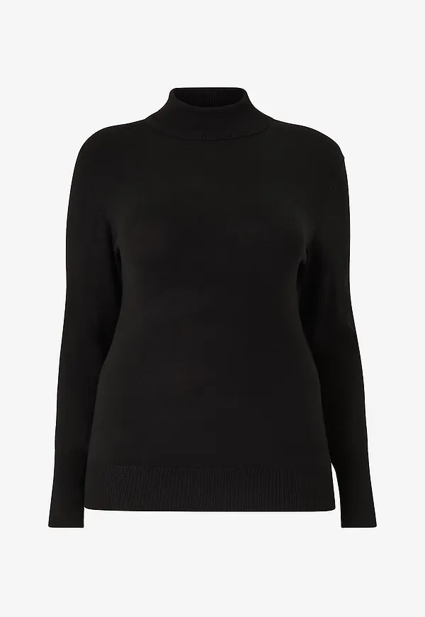 Only Carmakoma - Tröja carVenice Life LS Roll Pullover Knt - Svart