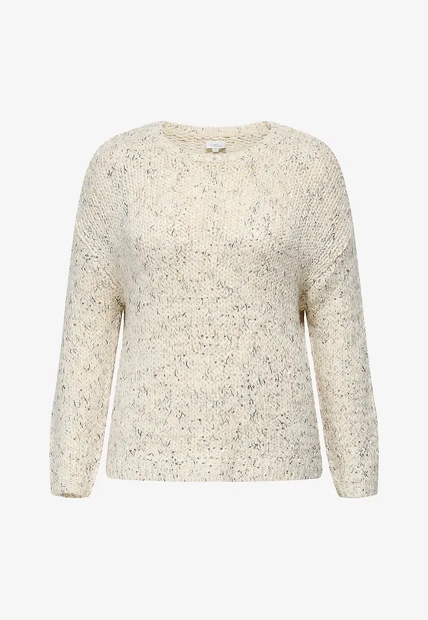 Only Carmakoma - Tröja carWinter LS Sequins O-neck Knt - Vit