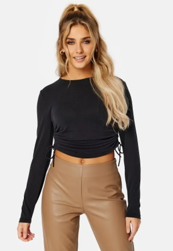 ONLY Free L/S Ruching Top Black M