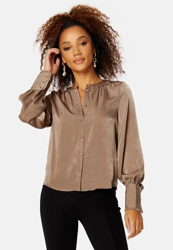ONLY Friday L/S Button Down Top Brown Lentil XS