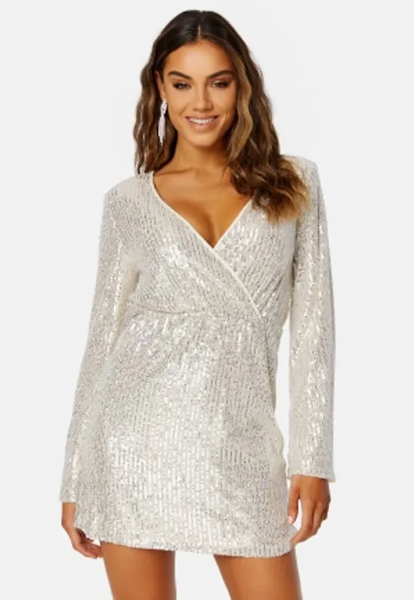 ONLY Goldie LS Short Dress Ecru Detail:SEQUINS XL