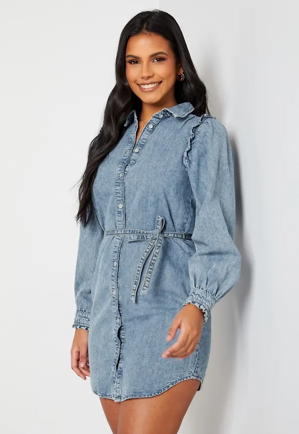 ONLY Harlow Life Denim Dress Light Blue Denim XL