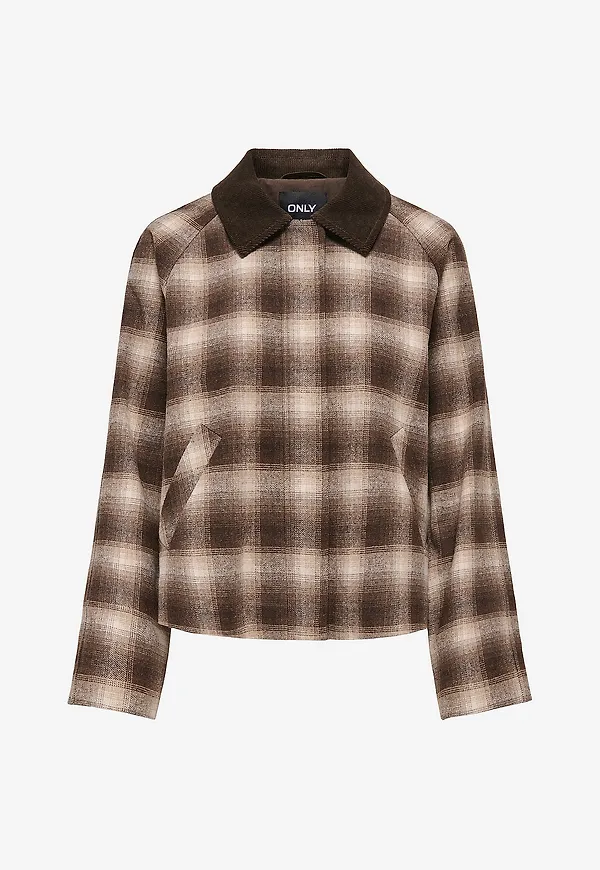 Only - Jacka Onlkine Checked Cord Jacket CC Otw - Brun