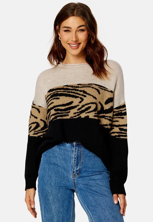 ONLY Jade Animal L/S Pullover Pumice Stone Detail: L