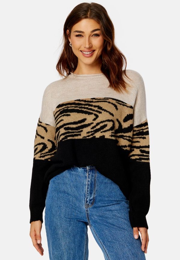 ONLY Jade Animal L/S Pullover Pumice Stone Detail: L