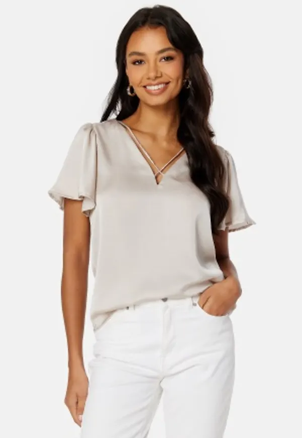 ONLY Jane SS V-Neck Top Moonbeam XS