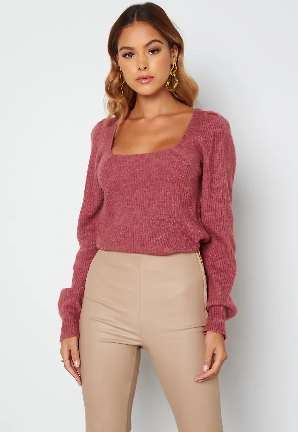 ONLY Karinna L/S Squareneck Pullover Mauvewood Det: Melan XL
