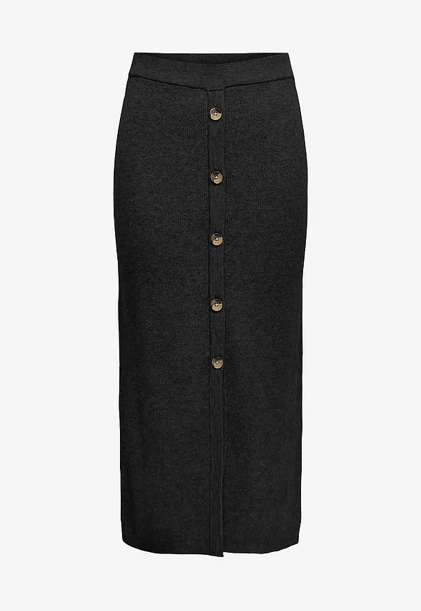 Only - Kjol onlIbi Rib Button - Svart