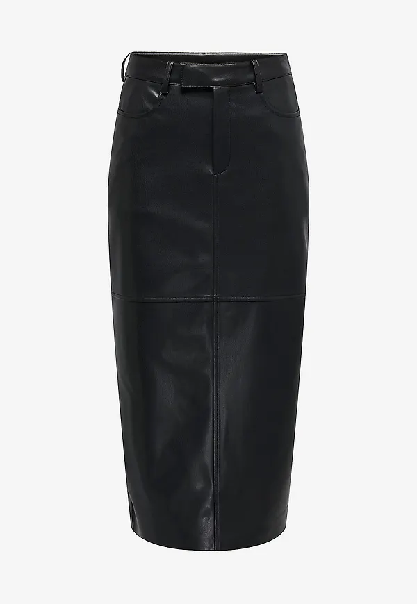 Only - Kjol onlVerona Faux Leather - Svart