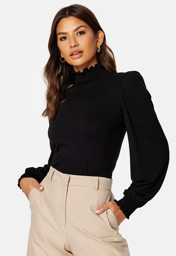ONLY Lelva L/S Smock Top Black XS