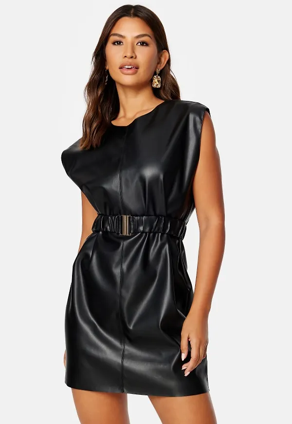 ONLY Lina Faux Leather Dress Black L