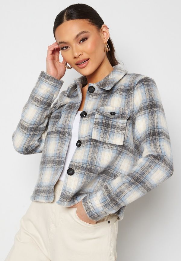 ONLY Lou Short Check Jacket Pumic Stone M