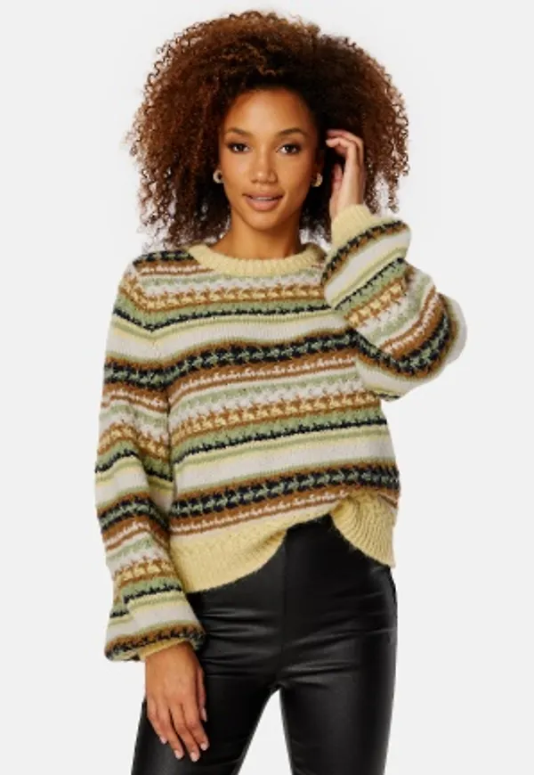 ONLY Mable Life L/S Stripe Pullover Parsnip Stripes:TEA/ XS