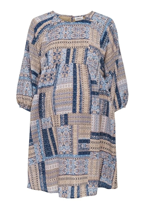 Only Maternity Klänning 'Monika' beige / blå / ljusblå
