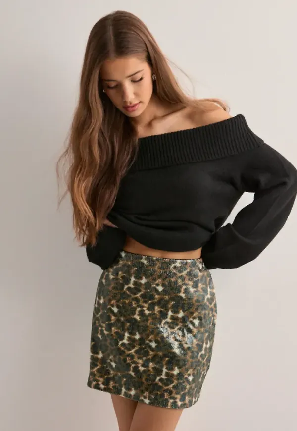 Only - Multi/Mönstrad - Onlleo Sequins Short Skirt Pnt