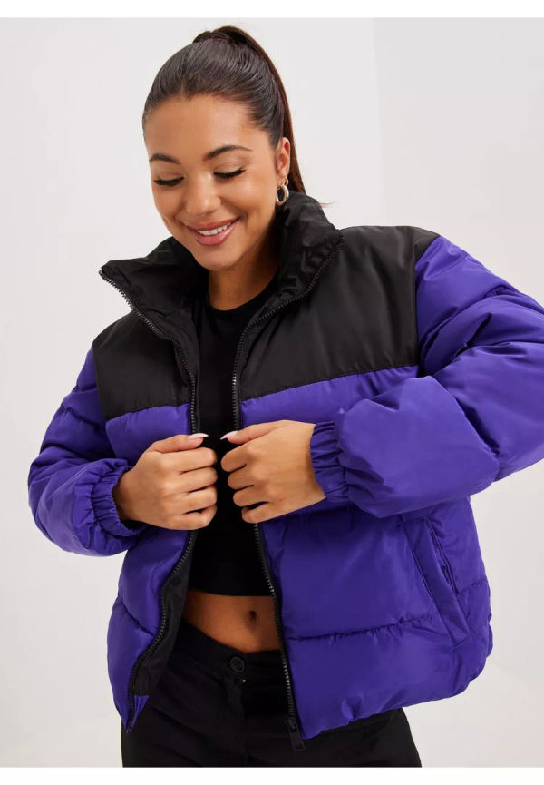 Only Onlbecca Short Puffer Cc Otw Vårjackor & Höstjackor Black Lower Part/ Deep Blue