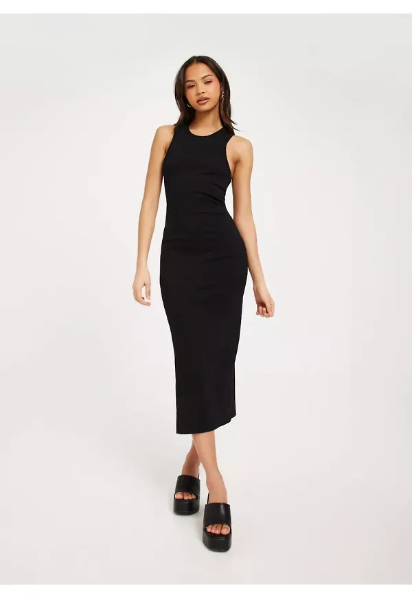 Only Onlbelfast S/L Midi Dress Jrs Noos Fodralklänningar Black