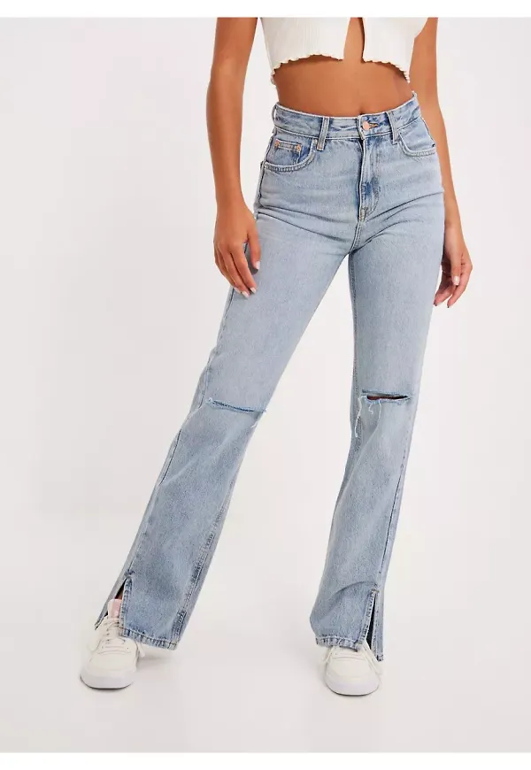 Only Onlbillie Ex Hw Straight Slit Jns D High waisted jeans Light Blue Denim