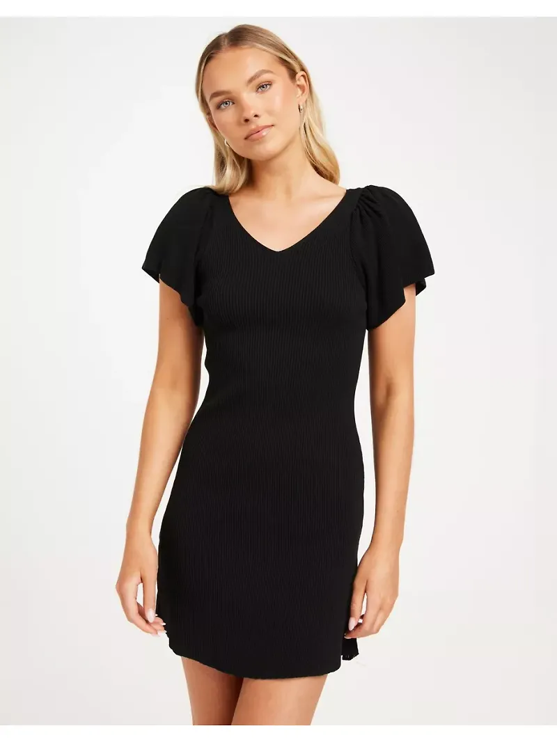 Only Onlleelo S/S V-Neck Dress Knt Noos Studentklänningar Black