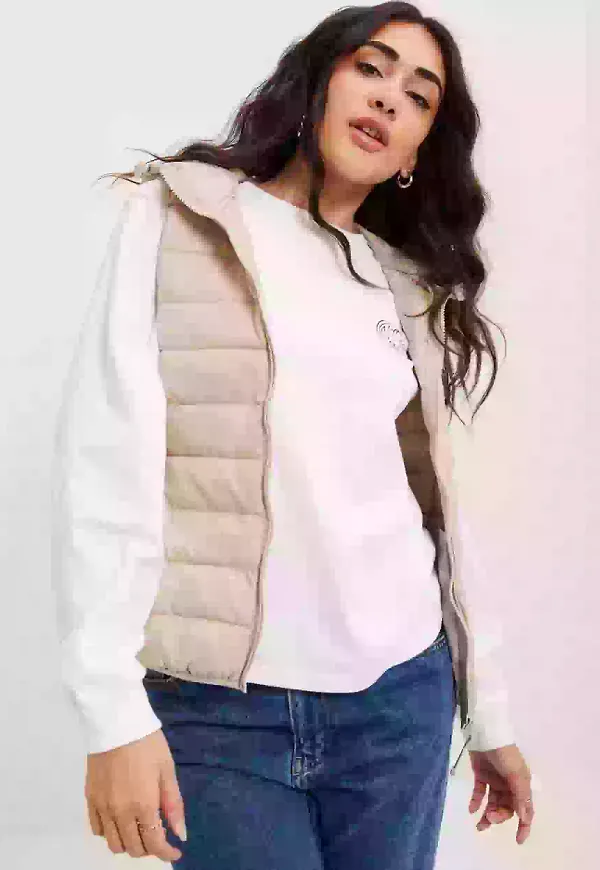 Only Onlnewtahoe Hood Waistcoat Otw Noos Puffer vests Pumice Stone