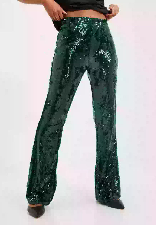 Only Onlselena Sequins Flared Pant Cs Jr Utsvängda byxor Ponderosa Pine